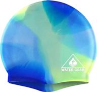 🏊 water gear silicone adult swim cap - enhance performance with flexible, waterproof design - ideal for women, men, and teens - perfect for short and long hair - triathlons, swimmers, and athletes logo