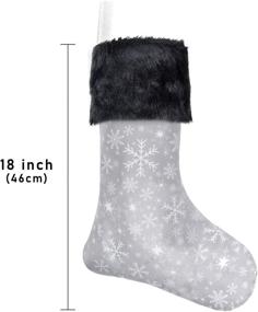img 2 attached to 🎄 Senneny Christmas Stockings - 4 Pack 18" Grey and White Snowflake Stockings with Black Plush Faux Fur Cuff - Perfect Family Holiday Decorations