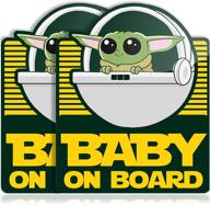 👶 adorable baby yoda on board vinyl stickers for car or truck, baby on board car decal for cars, window or bumper (2 pack) baby yoda car window decal logo
