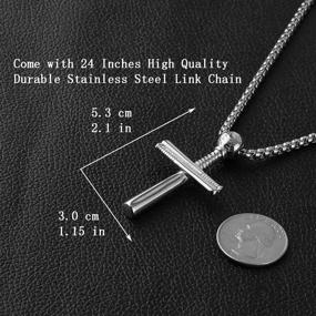 img 1 attached to HZMAN Baseball Bat Cross Necklace - Stainless Steel 🔨 Pendant for Baseball Fans, Available in Large and Small Sizes