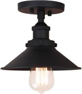 🏡 pathson vintage ceiling light: matte black semi-flush mounted lighting for hallway, loft, kitchen bar - farmhouse style metal shade fixtures логотип