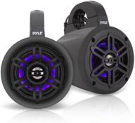 🔊 high-powered marine tower speakers - 4 inch dual subwoofer speaker set with 300w max output - waterproof boat audio system with led lights - includes mounting clamps - pyle plmrlewb46b (black) logo