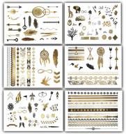 terra tattoos gold black metallic temporary tats - 125+ small designs: angel wings, 🌟 tiny animals, hearts, trees - waterproof, nontoxic, long-lasting - ideal for beach, festivals, & more! logo