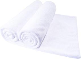 img 4 attached to 🛀 2 Pack Microfiber Bath Towels - Oversized Extra Large Bath Sheets (32 x 71 Inch) - Super Absorbent, Quick Drying, Soft for Body Bathroom Travel - White