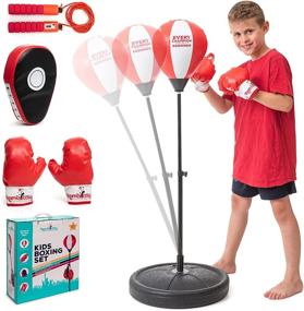 img 4 attached to 🥊 Romi's Way Kids Punching Bag Set: Adjustable Stand, Boxing Gloves, Pad, Jump Rope - Perfect Gift for 3-8-Year-Old Boys & Girls