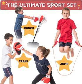 img 2 attached to 🥊 Romi's Way Kids Punching Bag Set: Adjustable Stand, Boxing Gloves, Pad, Jump Rope - Perfect Gift for 3-8-Year-Old Boys & Girls