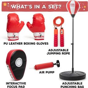 img 3 attached to 🥊 Romi's Way Kids Punching Bag Set: Adjustable Stand, Boxing Gloves, Pad, Jump Rope - Perfect Gift for 3-8-Year-Old Boys & Girls