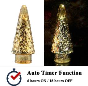 img 1 attached to 🎄 Enhance Your Holiday Decor with our 2-Pack Mercury Glass Christmas Tree, Featuring Battery Operated LED Lights and Timer - Ideal for Tabletop, Mantel, and Window Display - Elegant Gold Finish