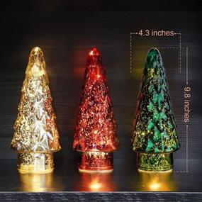 img 3 attached to 🎄 Enhance Your Holiday Decor with our 2-Pack Mercury Glass Christmas Tree, Featuring Battery Operated LED Lights and Timer - Ideal for Tabletop, Mantel, and Window Display - Elegant Gold Finish