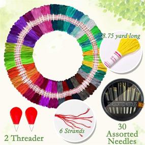 img 3 attached to 🧵 105-Piece LE PAON Embroidery Floss - Cross Stitch Threads for Friendship Bracelets & Crafts - Includes 30 Embroidery Needles and 2 Needle Threaders