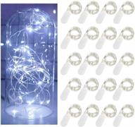 ✨ decorman fairy string lights, pack of 20, 6.6ft with 20 micro starry led, battery powered waterproof silver wire firefly lights for diy wedding party jars christmas home decoration - cool white логотип