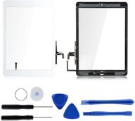 ipad air 1st gen a1474 a1475 a1476 touch screen digitizer replacement kit - 9.7 inches front glass repair in white, includes home button & pre-installed adhesives logo