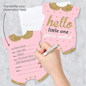 img 3 attached to 🎀 Big Dot of Happiness Hello Little One - Pink and Gold - Shaped Fill-In Invitations - Girl Baby Shower - 12 Cards with Envelopes