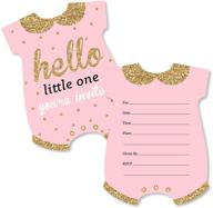 🎀 big dot of happiness hello little one - pink and gold - shaped fill-in invitations - girl baby shower - 12 cards with envelopes logo