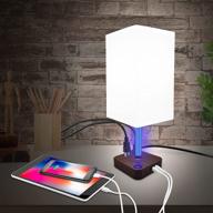 💡 smart touch control table lamp/night light with 3 usb charging ports/2 ac outlets power strip, bedside lamp with 3 brightness levels/3 way dimmable, nightstand lamp with fabric shade for bedroom/living room логотип