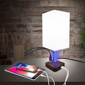 img 4 attached to 💡 Smart Touch Control Table Lamp/Night Light with 3 USB Charging Ports/2 AC Outlets Power Strip, Bedside Lamp with 3 Brightness Levels/3 Way Dimmable, Nightstand Lamp with Fabric Shade for Bedroom/Living Room