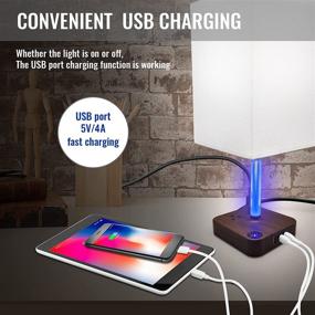 img 3 attached to 💡 Smart Touch Control Table Lamp/Night Light with 3 USB Charging Ports/2 AC Outlets Power Strip, Bedside Lamp with 3 Brightness Levels/3 Way Dimmable, Nightstand Lamp with Fabric Shade for Bedroom/Living Room