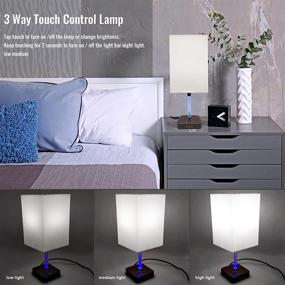 img 1 attached to 💡 Smart Touch Control Table Lamp/Night Light with 3 USB Charging Ports/2 AC Outlets Power Strip, Bedside Lamp with 3 Brightness Levels/3 Way Dimmable, Nightstand Lamp with Fabric Shade for Bedroom/Living Room