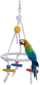 img 4 attached to 🐦 Hypeety Pet Bird Parrot Swing: Fun Hanging Toy for Parakeets, Budgies, and Cockatiels - Durable Cotton Rope Tri Toy for Cage Hammocks