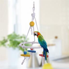 img 3 attached to 🐦 Hypeety Pet Bird Parrot Swing: Fun Hanging Toy for Parakeets, Budgies, and Cockatiels - Durable Cotton Rope Tri Toy for Cage Hammocks