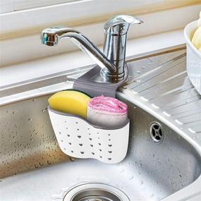 img 3 attached to Beige Adjustable Sponge Holder for Kitchen Sink 🧽 – Hassle-free Hanging, Efficient Drainage, and Organized Kitchen Essentials