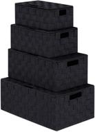 📦 nylon woven storage box with lid and carry handles - stackable storage baskets bin container, black logo