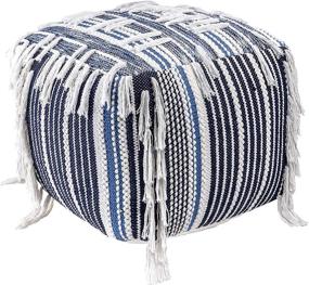 img 2 attached to NuLOOM Flatwoven Striped Fringe Ottoman