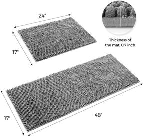 img 3 attached to 🏠 Delxo Gray Kitchen Rugs Set 2 Pieces: Non Slip, Super Absorbent Microfiber Chenille Floor Mat Doormat Carpet Sets - Laundry Room Bath Shower Rug Sets 17"X48"+17"X24" Grey