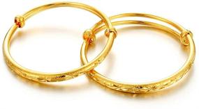 img 4 attached to ⭐️ Charming 2pcs/lot 18K Gold Plated Stars Bangles & Bracelets - Perfect Birthday Present for Boys and Girls!
