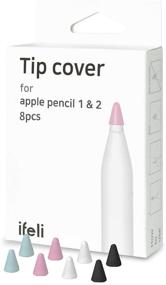 img 1 attached to 🖊️ IFELI Normal Tip Cover 8pcs for Apple Pencil (1 Set) - Silicone Nibs Protector for iPad - 4 Color Options: Black, White, Pink, Mint