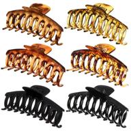 🐆 large leopard print hair claw clips – jumbo hair jaw clip tortoise design - strong hold grip for women with long thick hair, non-slip ponytail holder - set of 6pcs – stylish hair accessories logo