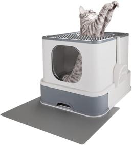 img 4 attached to Sfozstra Large Foldable Cat Litter Box with Lid: Convenient Drawer Type & Anti-Splashing Design, Top Entry Enclosure with Scoop