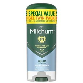 img 4 attached to 👨 Men's Triple Odor Defense Gel Antiperspirant Deodorant Stick by Mitchum - 48 Hour Protection, Dermatologist Tested, Alcohol-Free, Unscented - 2 Pack, 3.4 Ounce Each