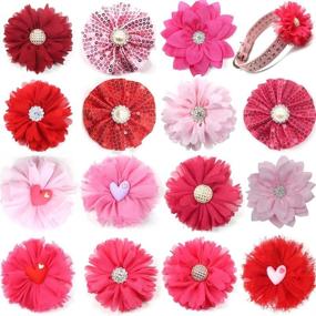 img 4 attached to 🌹 Pink Rose Dog Bow Collars: 10pcs/Pack| Flower Attachment for Puppy Dog Collar | Valentine's Rhinestone Charms | Cat & Dog Spring Summer Accessories