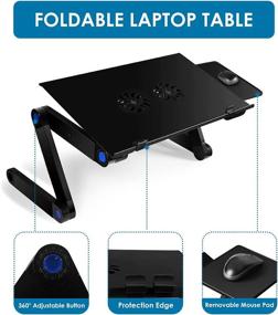 img 3 attached to Adjustable Laptop Stand for 10-17 Inch PCs & Tablets - Portable Foldable Laptop Riser for Desktops