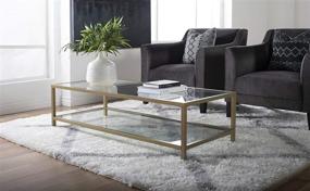 img 1 attached to Modern 54-inch Wide Gold/Clear Glass Rectangle Coffee Table by Studio Designs Home: Camber 2-Tier