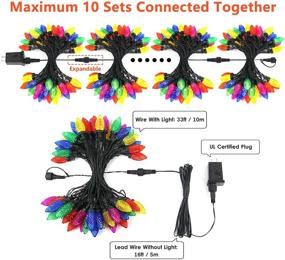 img 3 attached to 🎄 Multi-Color BHCLIGHT C9 Christmas Lights Outdoor - Extendable 50 LED String Lights for Patio Xmas Tree and Wedding Décor on Green Wire - UL Safe