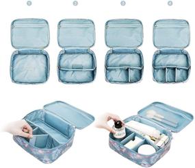 img 2 attached to 💼 Navy Blue-Leaf Travel Cosmetic Bag: Large Makeup Organizer for Women and Girls