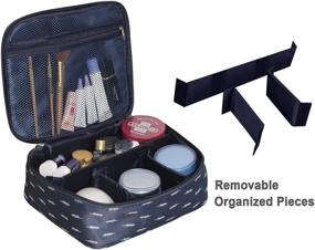 img 3 attached to 💼 Navy Blue-Leaf Travel Cosmetic Bag: Large Makeup Organizer for Women and Girls