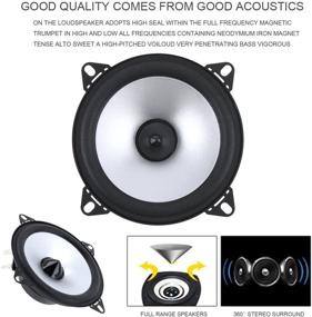img 3 attached to 🚗 Pair of 4 Inch 60W 2 Way Car Coaxial Stereo Speakers for Auto Audio Music, Full Range Frequency, HiFi Sound