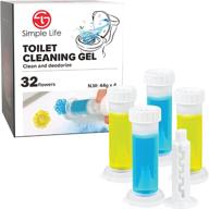 🌸 simple life fresh flower stamp toilet gels, assorted pack with limescale & stain prevention, air freshening scent, deodorizing clean, 4 packs of 32 stamps (total 128 stamps, blue & yellow) logo