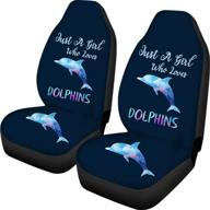 🐬 ndistin cartoon blue dolphins saddle blanket car seat covers - 2pcs front cushion protectors for women girls - auto suv and van animal print seat cover accessories - easy installation logo