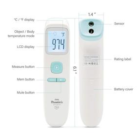 img 2 attached to 🌡️ Blue Touchless Thermometer with LCD Display - Non Contact Infrared Thermometer for Adults, Kids, Baby & Infant - Digital Forehead Thermometer with Fever Alarm