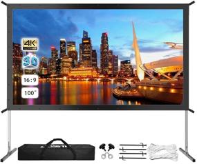 img 4 attached to 🔝 Upgraded 3-Layer 100-inch 4K 16:9 HD Rear Projector Screen with Stand - Portable Outdoor/Indoor Movie Screen for Home Theater, Office Presentation, Backyard Movie