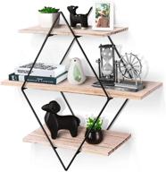 🔲 rustic wood floating shelves - hoofaway decorative wall shelf for bedroom living room bathroom kitchen office - wooden diamond black logo