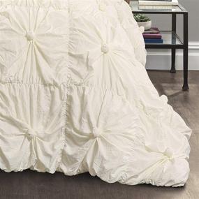 img 1 attached to 🛏️ Lush Decor Ivory Bella Comforter Set - Shabby Chic Ruched Bedding with Pillow Shams - King Size, 3 Piece Set