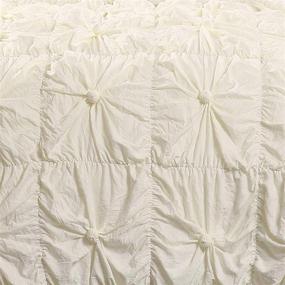 img 2 attached to 🛏️ Lush Decor Ivory Bella Comforter Set - Shabby Chic Ruched Bedding with Pillow Shams - King Size, 3 Piece Set