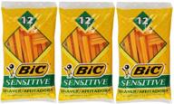 bic single blade shavers sensitive skin - 12 ct (3 packs of 12): superior razors for gentle shaving logo