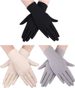 img 4 attached to Boao 3 Pairs Women's Sun Protective Gloves - UV Protection Summer Sunblock Touchscreen Gloves for Driving and Riding