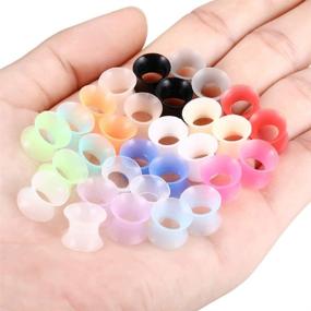 img 1 attached to 👂 Xpircn Thin Silicone Ear Plugs Tunnels: Flexible Ear Earlets - 15 Pairs for Comfort and Style